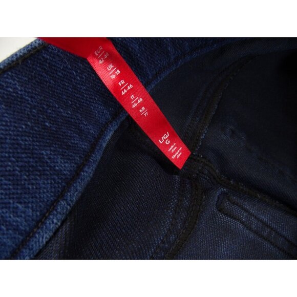 Spanx Ankle Skinny Jeans Sz L Pull On Stretch Dark Wash Tapered Leg - Picture 3 of 10